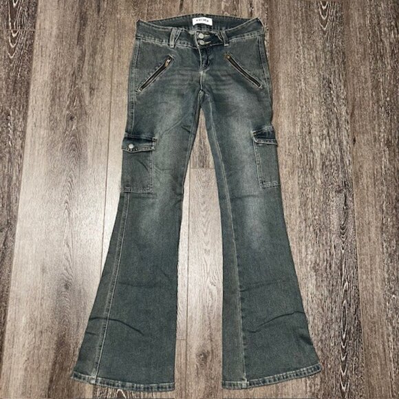 29x32 RSQ Cargo Jeans Denim Boot Cut Medium Blue Wash Zipper Pockets - Picture 1 of 7